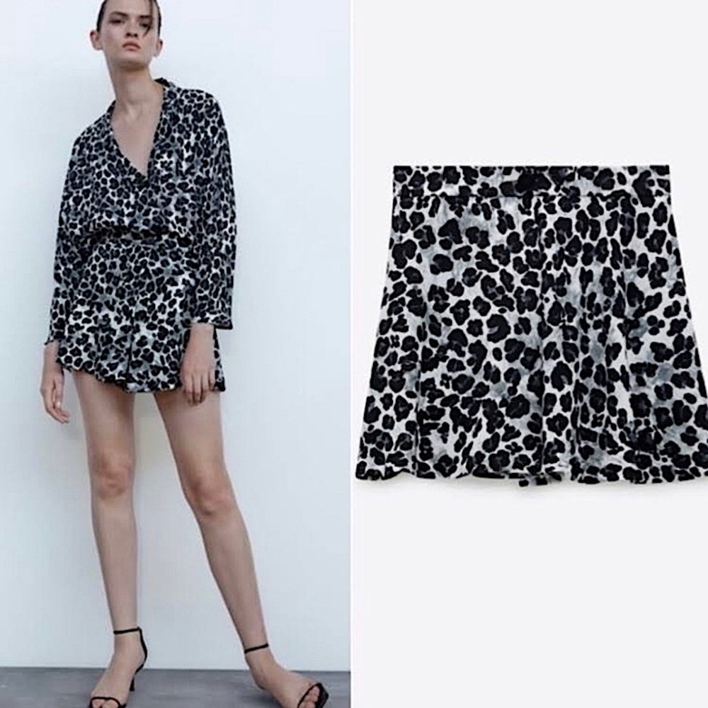 NWT ZARA | High-Waisted Leopard Print Skort XS Brand new